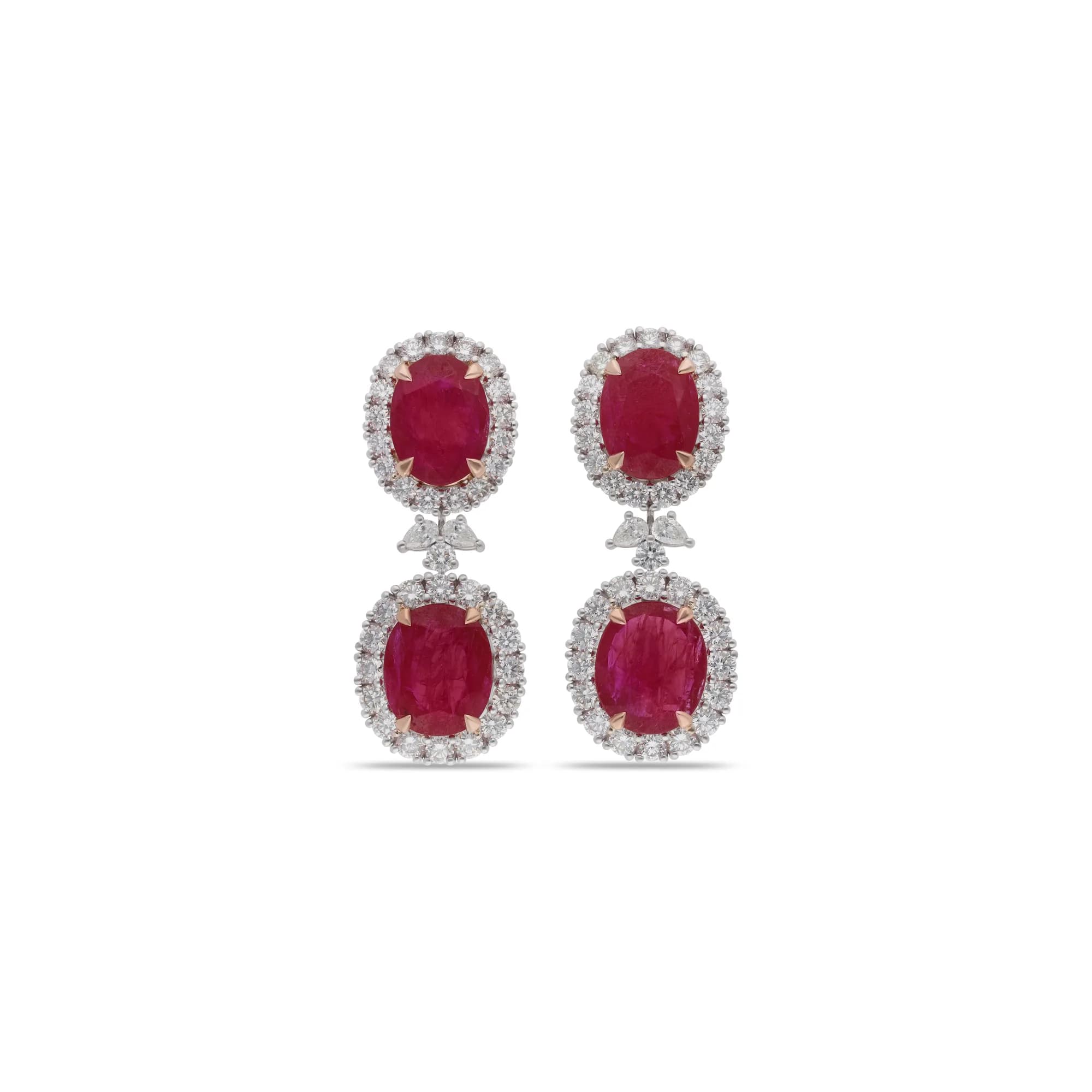 Ruby and diamond drop earrings from the Ruby collection